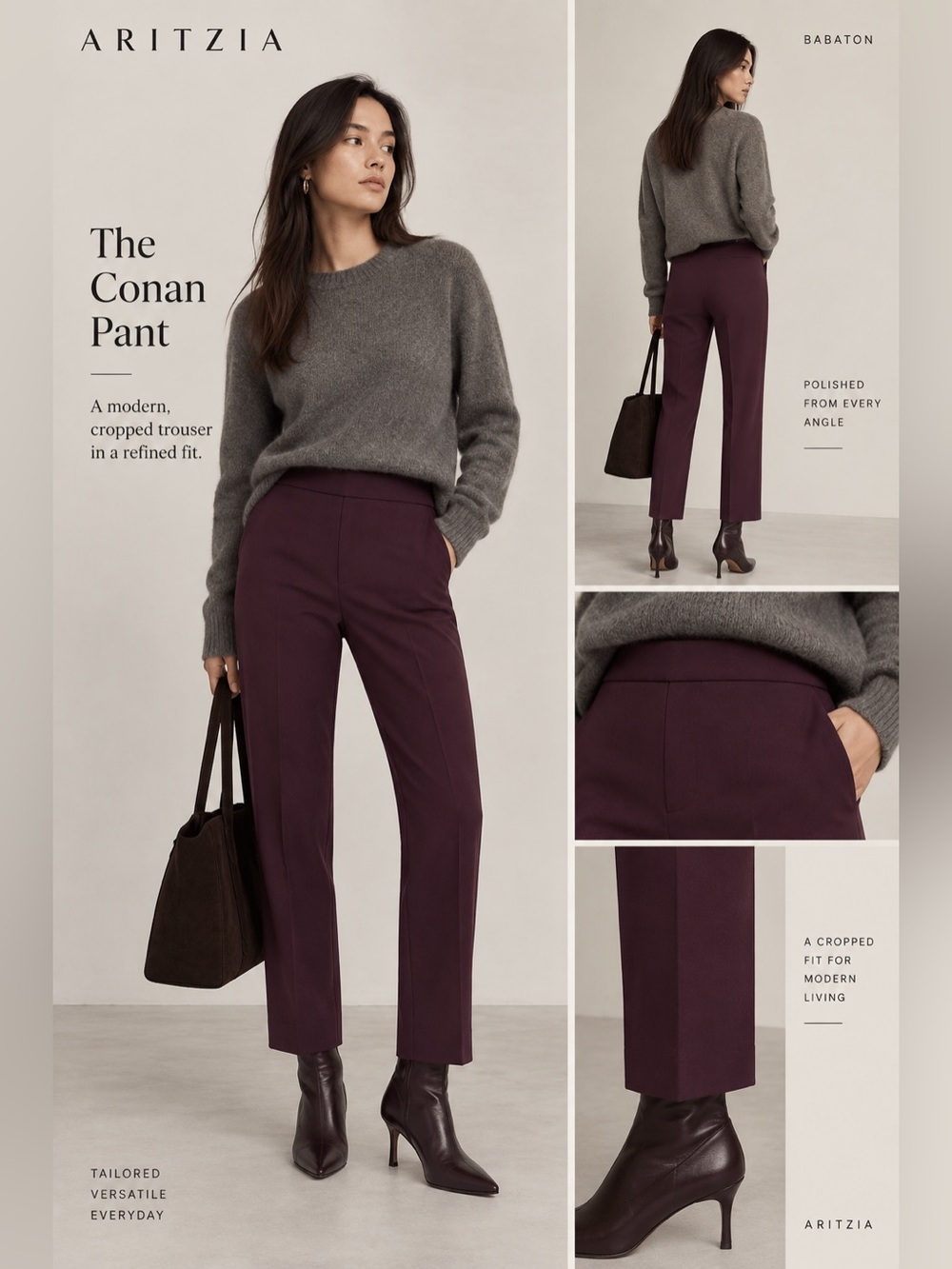 NWOT Aritzia Babaton Atelier Conan Cropped Trouser Pant